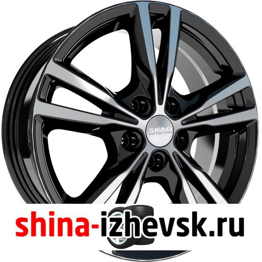 Колесный диск СКАД Мельбурн 7xR17 5×114.3 ET39 DIA60.1 черный глянцевый с полированной лицевой поверхностью в Ижевске